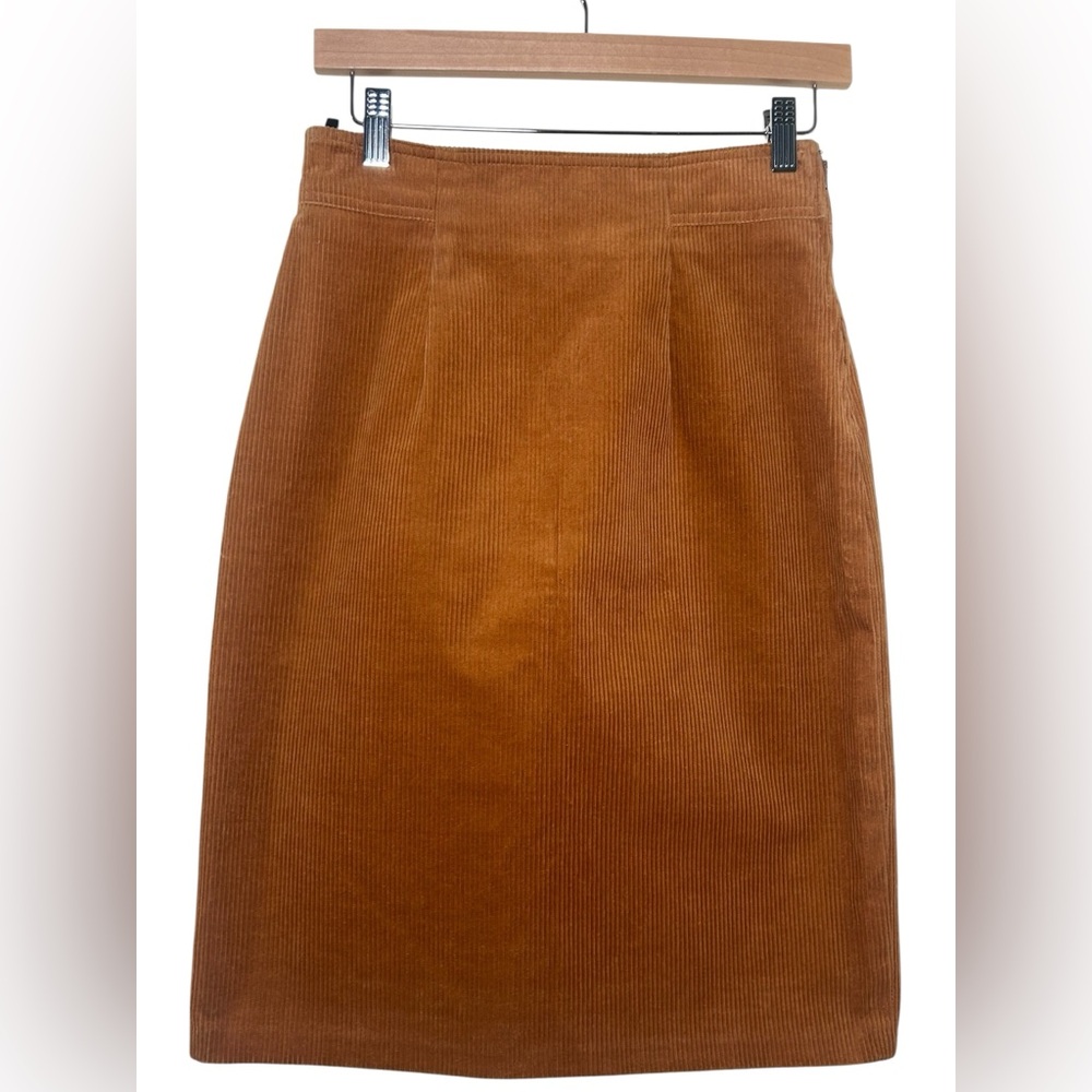 YVES SAINT LAURENT Variation VTG 80s 90s Corduroy Pencil Skirt Camel Brown EU 38 - Picture 4 of 16
